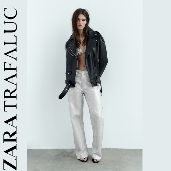 Zara Jackets & Blazers - Zara Trafaluc Oversized Moto Faux Leather Jacket